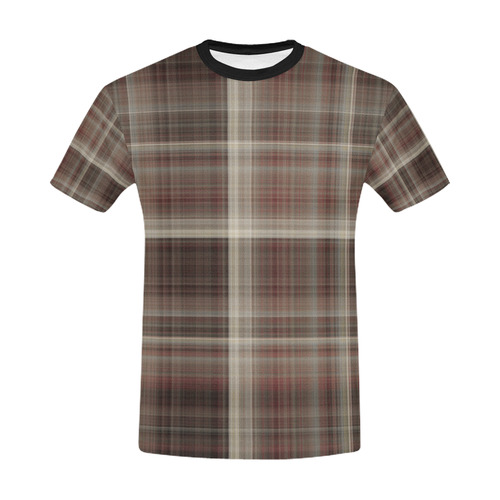brownplaid All Over Print T-Shirt for Men/Large Size (USA Size) Model T40)