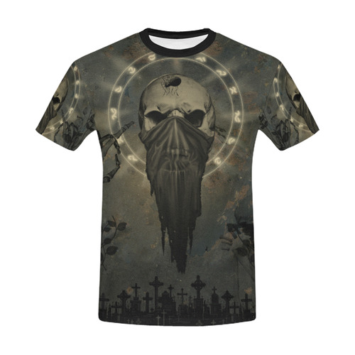 The creepy skull with spider All Over Print T-Shirt for Men/Large Size (USA Size) Model T40)