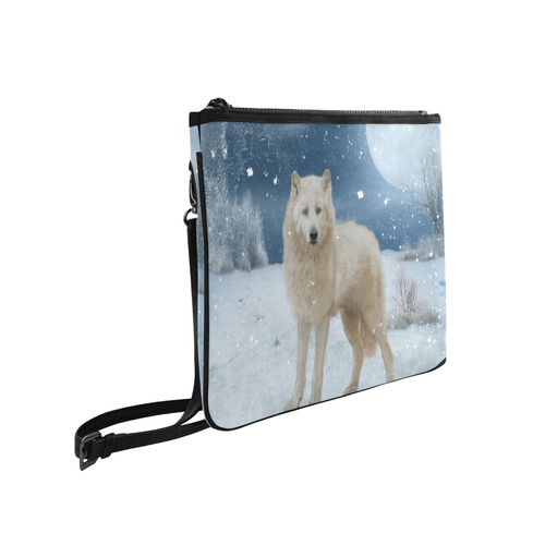 Awesome arctic wolf Slim Clutch Bag (Model 1668)