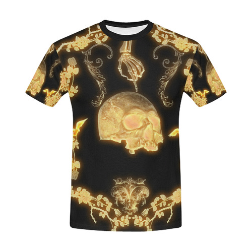 Yellow skull All Over Print T-Shirt for Men/Large Size (USA Size) Model T40)