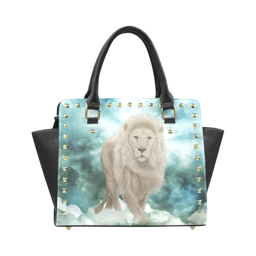 The white lion in the universe Rivet Shoulder Handbag (Model 1645)