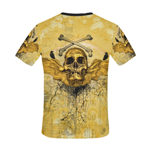 Awesome skull in golden colors All Over Print T-Shirt for Men/Large Size (USA Size) Model T40)