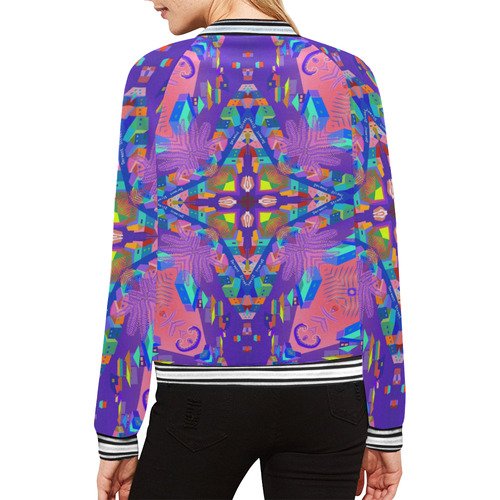 Diamondy Cross All Over Print Bomber Jacket for Women (Model H21)