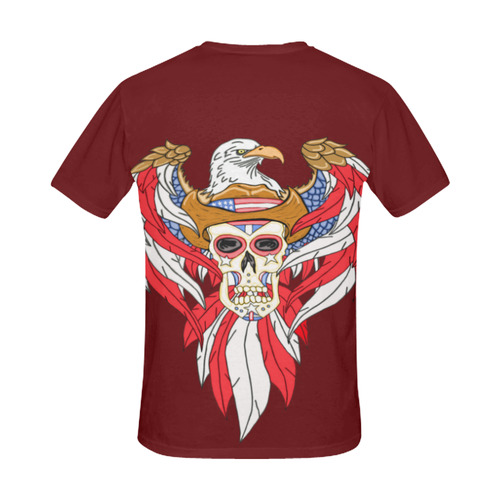 American Eagle Sugar Skull Dark Red All Over Print T-Shirt for Men/Large Size (USA Size) Model T40)