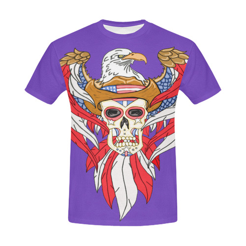 American Eagle Sugar Skull Purple All Over Print T-Shirt for Men/Large Size (USA Size) Model T40)