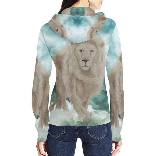 The white lion in the universe All Over Print Full Zip Hoodie for Women (Model H14)