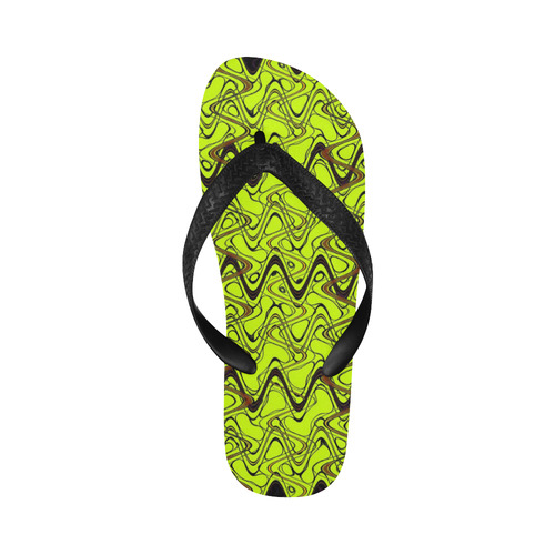 Yellow and Black Waves Flip Flops for Men/Women (Model 040)