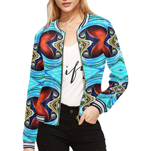 magica All Over Print Bomber Jacket for Women (Model H21)