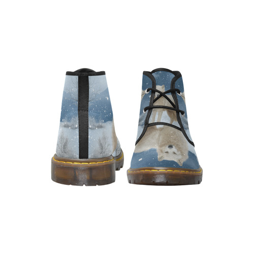 Awesome arctic wolf Men's Canvas Chukka Boots (Model 2402-1)