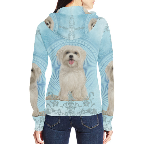 Cute havanese puppy All Over Print Full Zip Hoodie for Women (Model H14)