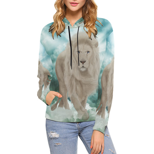 The white lion in the universe All Over Print Hoodie for Women (USA Size) (Model H13)