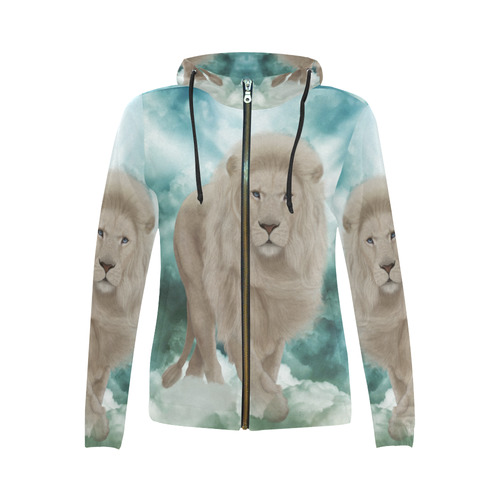 The white lion in the universe All Over Print Full Zip Hoodie for Women (Model H14)
