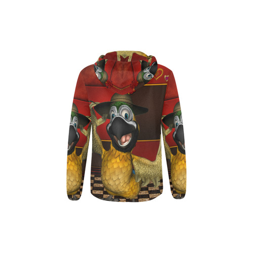 Funny parrot with summer hat All Over Print Full Zip Hoodie for Kid (Model H14)