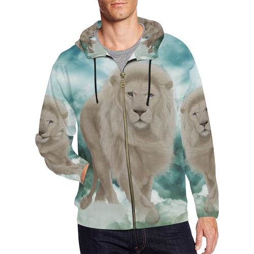 The white lion in the universe All Over Print Full Zip Hoodie for Men (Model H14)