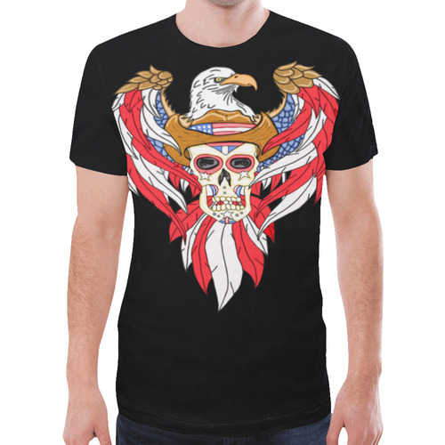 American Eagle Sugar Skull Black New All Over Print T-shirt for Men (Model T45)