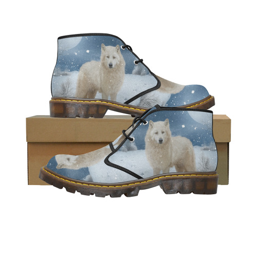 Awesome arctic wolf Men's Canvas Chukka Boots (Model 2402-1)