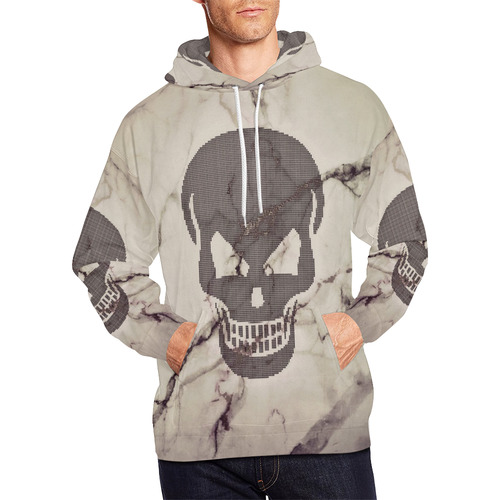 dotted skull on marble A All Over Print Hoodie for Men/Large Size (USA Size) (Model H13)