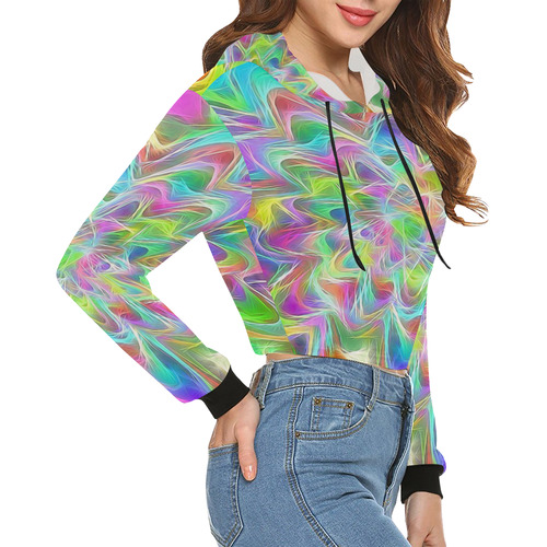 summer breeze C by FeelGood All Over Print Crop Hoodie for Women (Model H22)