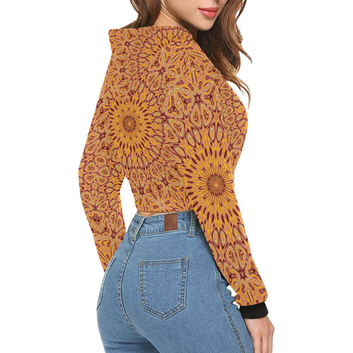 Oriental Kaleido 10B by JamColors All Over Print Crop Hoodie for Women (Model H22)