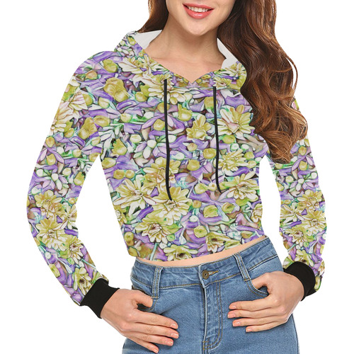 lovely floral 31E by FeelGood All Over Print Crop Hoodie for Women (Model H22)