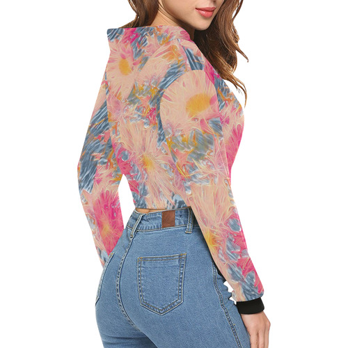 amazing Floral 617A by FeelGood All Over Print Crop Hoodie for Women (Model H22)