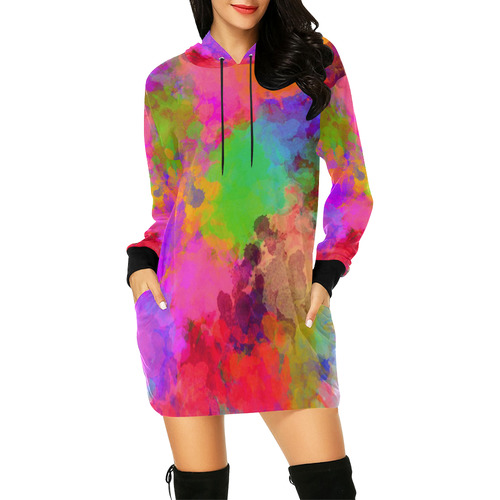 Colors and joy 4 by FeelGood All Over Print Hoodie Mini Dress (Model H27)