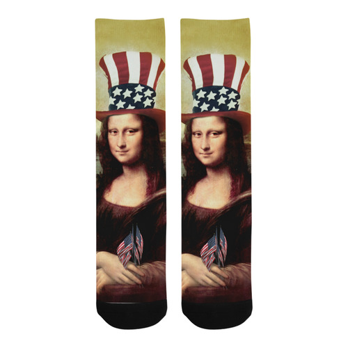 Patriotic Mona Lisa - 4th of July Trouser Socks