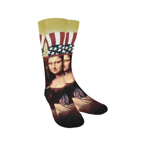 Patriotic Mona Lisa - 4th of July Trouser Socks