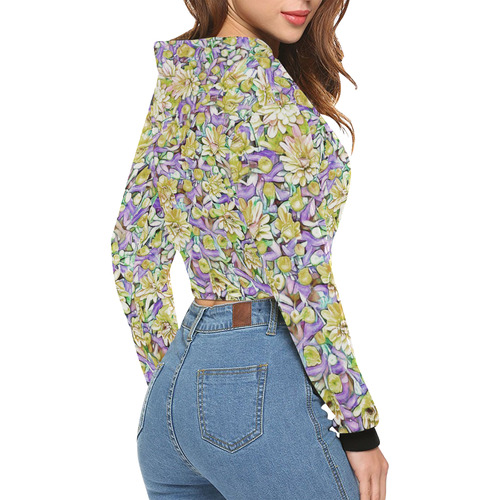 lovely floral 31E by FeelGood All Over Print Crop Hoodie for Women (Model H22)