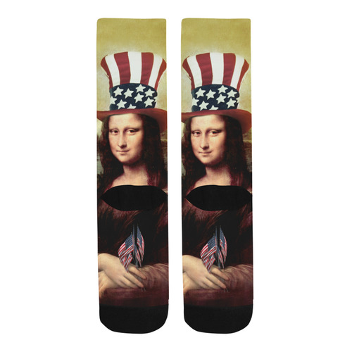 Patriotic Mona Lisa - 4th of July Trouser Socks