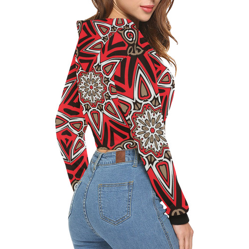 Oriental Kaleido 12 by JamColors All Over Print Crop Hoodie for Women (Model H22)