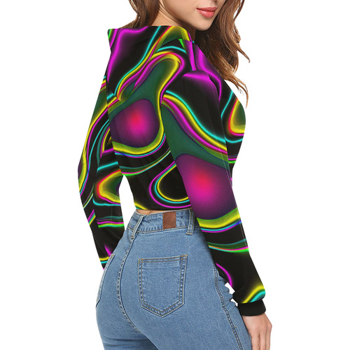 Vibrant Fantasy 5 by FeelGood All Over Print Crop Hoodie for Women (Model H22)