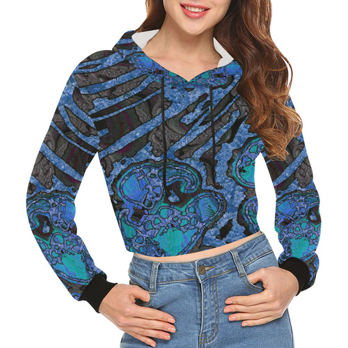Unique abstract Mix 1B by FeelGood All Over Print Crop Hoodie for Women (Model H22)