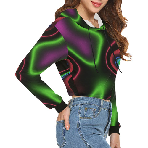 Vibrant Fantasy 2 by FeelGood All Over Print Crop Hoodie for Women (Model H22)