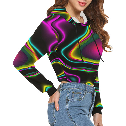 Vibrant Fantasy 5 by FeelGood All Over Print Crop Hoodie for Women (Model H22)