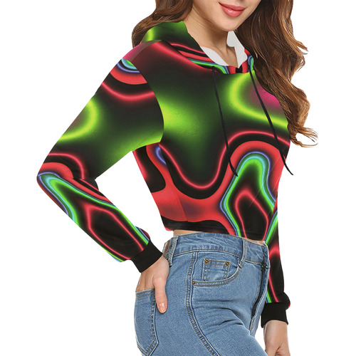 Vibrant Fantasy 1 by FeelGood All Over Print Crop Hoodie for Women (Model H22)