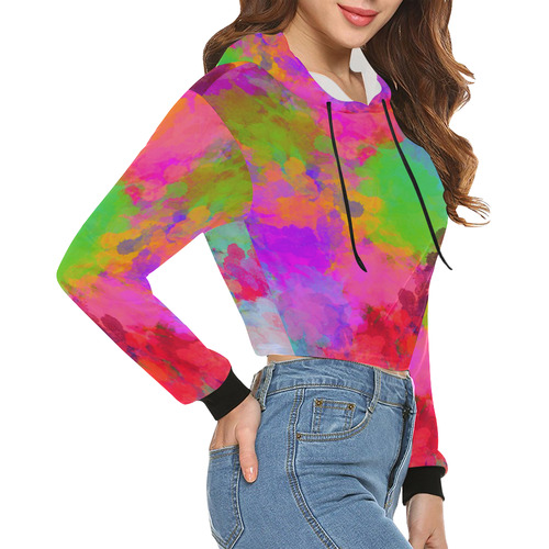 Colors and joy 4 by FeelGood All Over Print Crop Hoodie for Women (Model H22)
