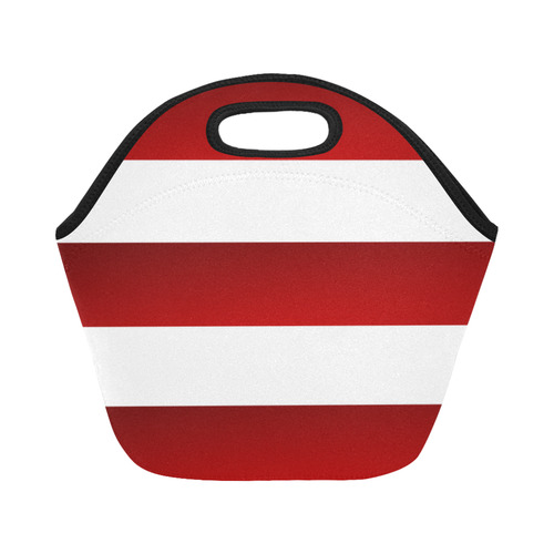 Red White Stripes Neoprene Lunch Bag/Small (Model 1669)