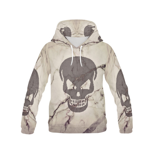 dotted skull on marble A All Over Print Hoodie for Men/Large Size (USA Size) (Model H13)