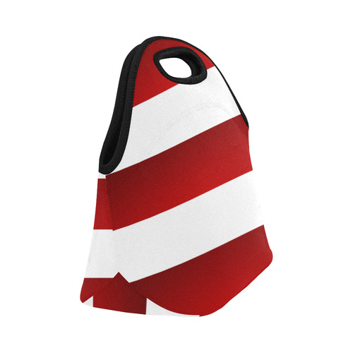 Red White Stripes Neoprene Lunch Bag/Small (Model 1669)