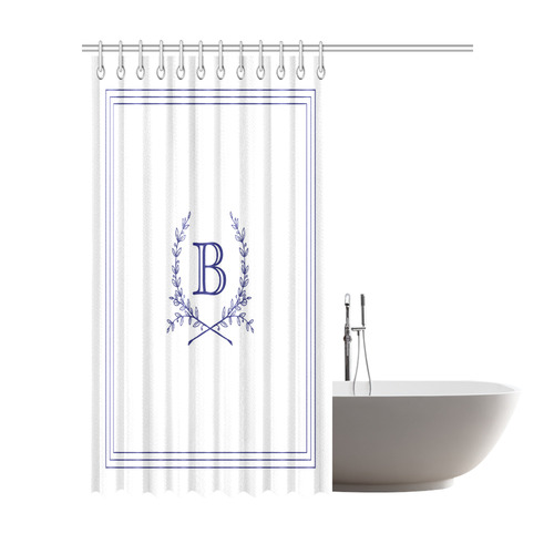 monogram in midnight blue and wreath Shower Curtain 72"x84"