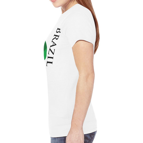 Brazil Ladies Classic Flag Tee 2.0 (White) New All Over Print T-shirt for Women (Model T45)