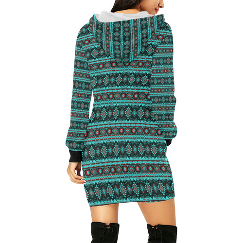 fancy tribal border pattern 17G by JamColors All Over Print Hoodie Mini Dress (Model H27)