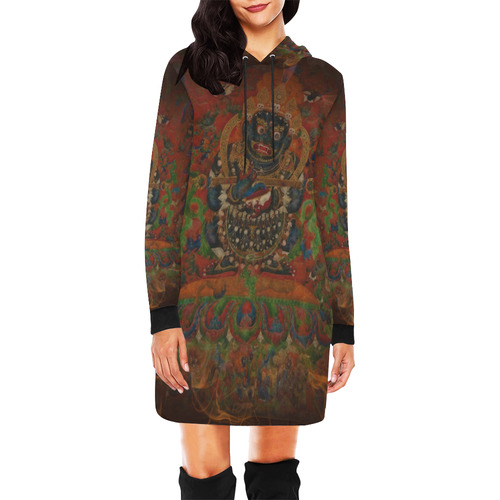 Tibetan Buddhism Mahakala All Over Print Hoodie Mini Dress (Model H27)