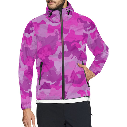 camouflage hot pink Unisex All Over Print Windbreaker (Model H23)