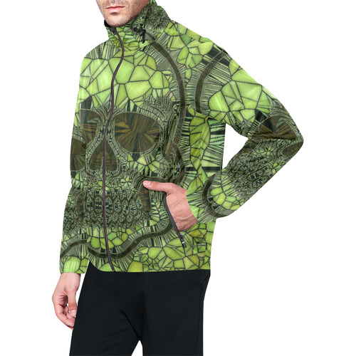 Glass Mosaic Skull,green by JamColors Unisex All Over Print Windbreaker (Model H23)