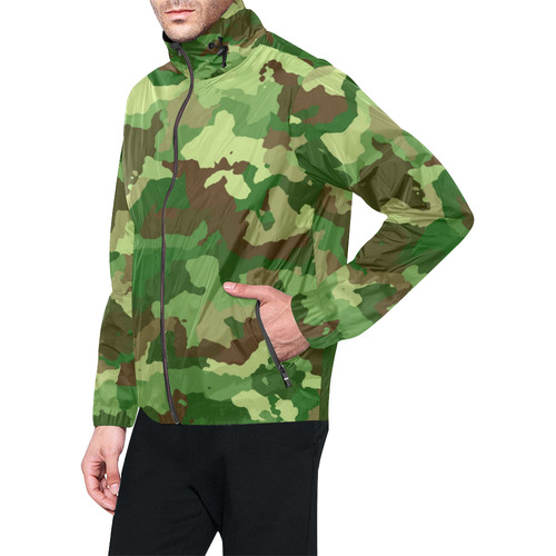 camouflage green Unisex All Over Print Windbreaker (Model H23)