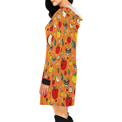 Apple Popart  by Nico Bielow All Over Print Hoodie Mini Dress (Model H27)