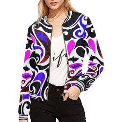 retro swirl doodle All Over Print Bomber Jacket for Women (Model H21)