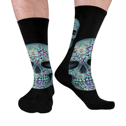 Skull-Unusual and unique 12B by JamColors Mid-Calf Socks (Black Sole)